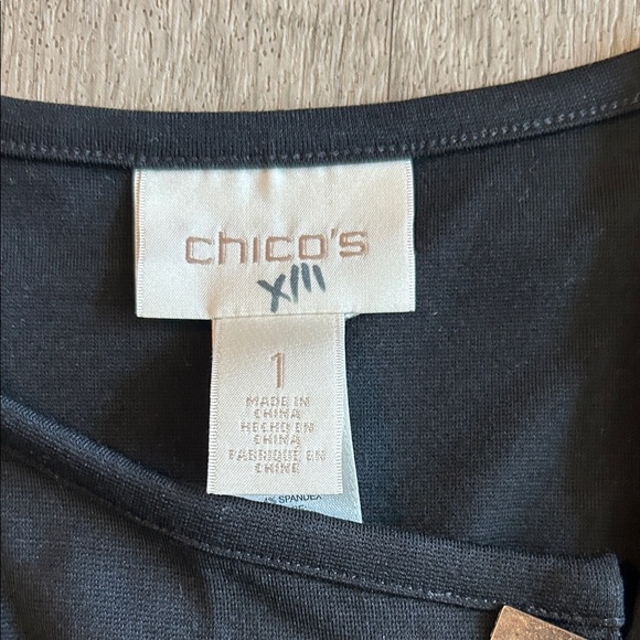 Chico's Navy Textured Blazer with Asymmetrical Zipper - Picture 5 of 6